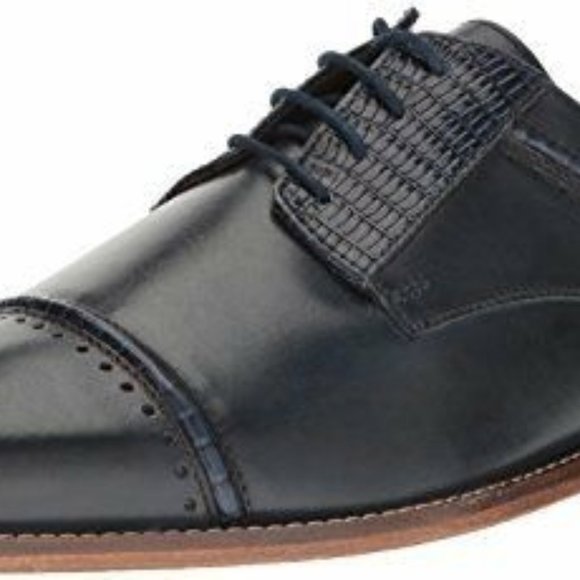 sz 9.5 M Stacy Adams blue leather mens dress shoes - Picture 2 of 5